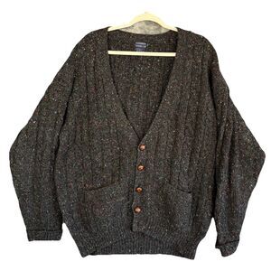 Oakbrook Men’s Vintage Button Cardigan Sweater Gray Multicolor Sears XL